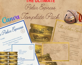 Plantilla editable de Canva para carta de billete personalizado de Polar Express DEFINITIVA