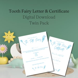 TWIN PACK Carta de Hada de los Dientes para niños plantilla de carta de hada de los dientes descarga digital hada de los dientes niños regalo certificado de informe de feria de dientes