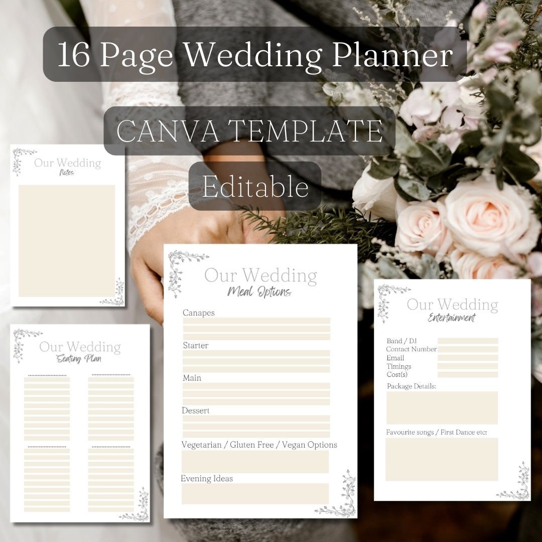 Canva Template Editable Wedding Planner Template Download Printable