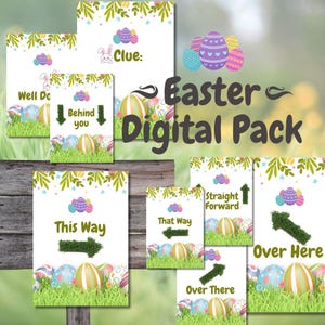Ostereiersuche Osterhase druckbare Schilder Hinweise Osterhase druckbare Beschilderung