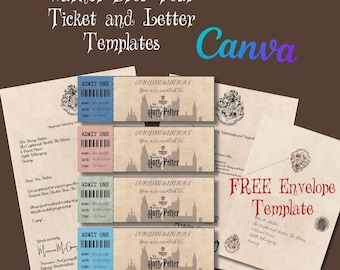 Plantilla de lienzo de brujería y hechicería de Warner Bros Ticket Potter