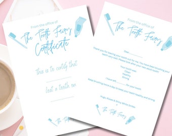 Plantilla editable de Canva para carta y certificado del Hada de los Dientes