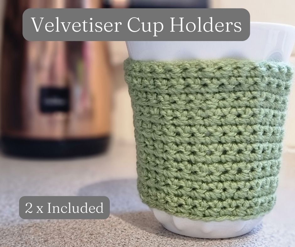 Crochet Cup Cozy: Velvetiser Knitted Cup Holder Pair