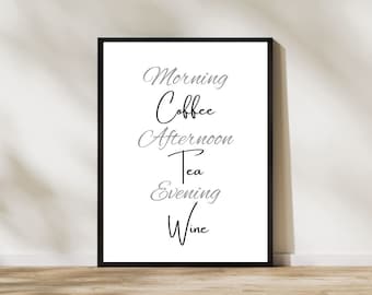 Impresión de café, té y vino: decoración de pared para el hogar, bar y cafetería