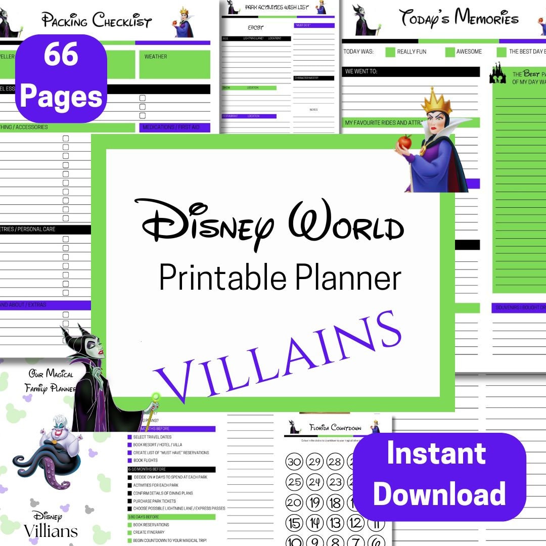 Printable Villains Disneyworld Wdw Planner Florida Planner 2026 Orlando