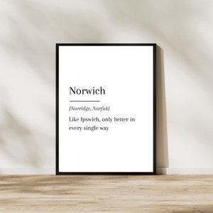 Funny Norwich Digital Norfolk souvenir norwich travel print poster