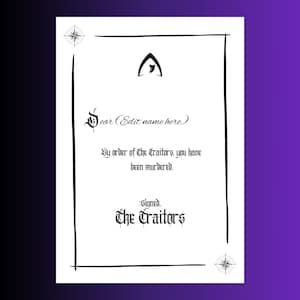 Il modello di lettera dei traditori canva traditori programma televisivo regalo download immediato replica lettera di omicidio i traditori