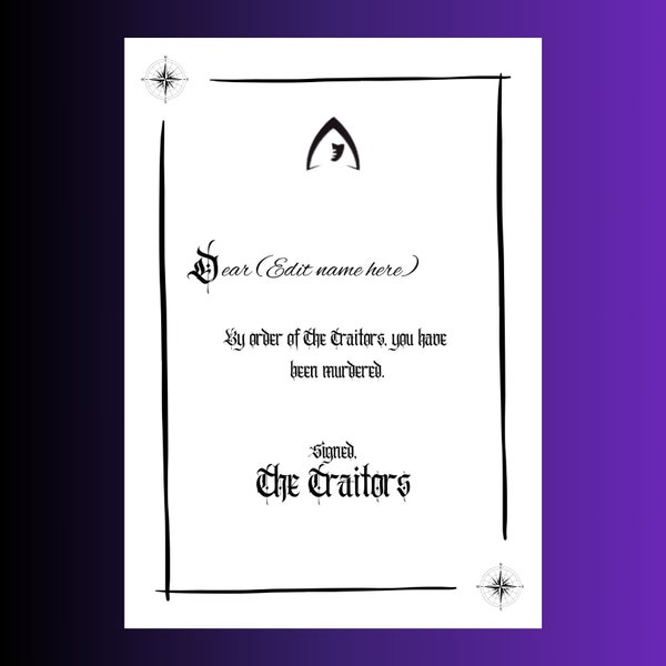 The Traitors letter canva template traitors tv show gift instant download replica murder letter the traitors