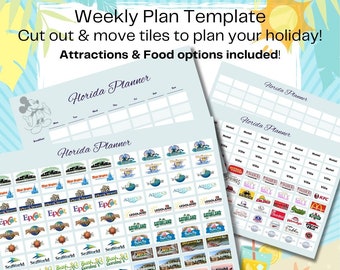 Florida Vacation Planner: Weekly Itinerary with Attraction & Food Tiles (Digital Download)