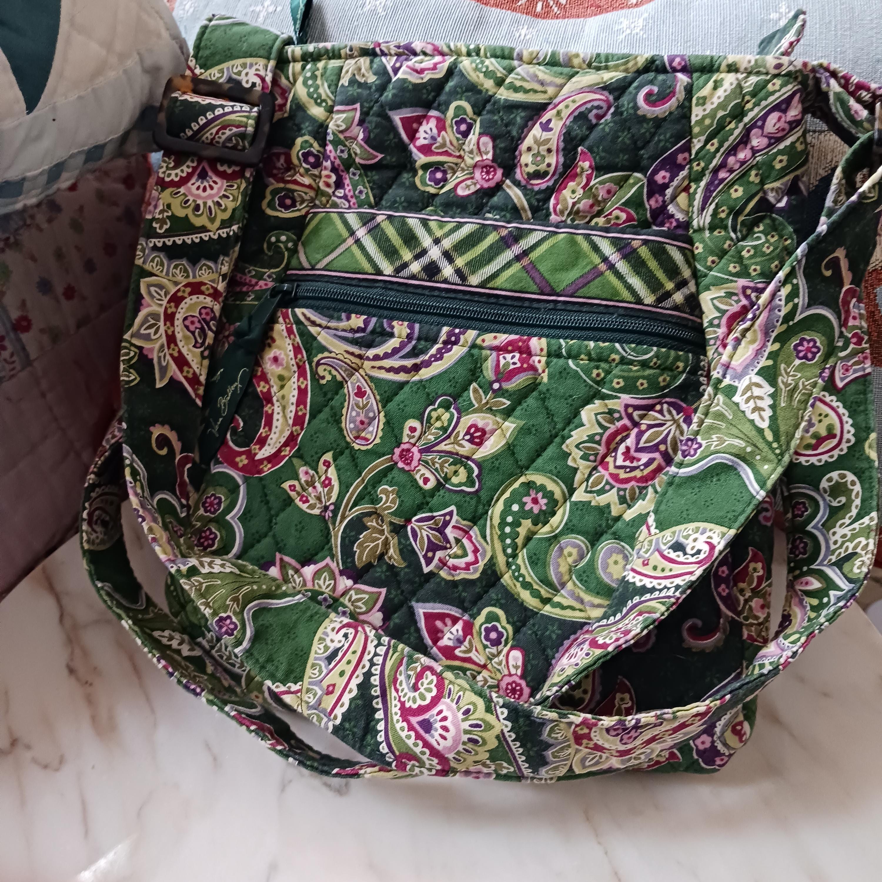 2005 Vera Bradley Green Quilted Paisley Backpack Peanuts Bancroft Backpack - Featherweight | Vera Bradley main image 3