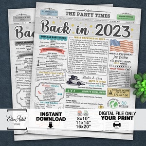 Back in 2023 Newspaper PRINTABLE, Born in 2023, 2023 Time Capsule, 2023 Fun Facts, Keepsake Gift Birthday, Class of 2023, The Year 2023