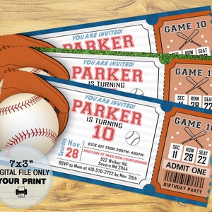 Baseball ticket invitation, Baseball Birthday, Baseball Baby Shower, Rookie of the Year, All Star, Baseball Party Decorations