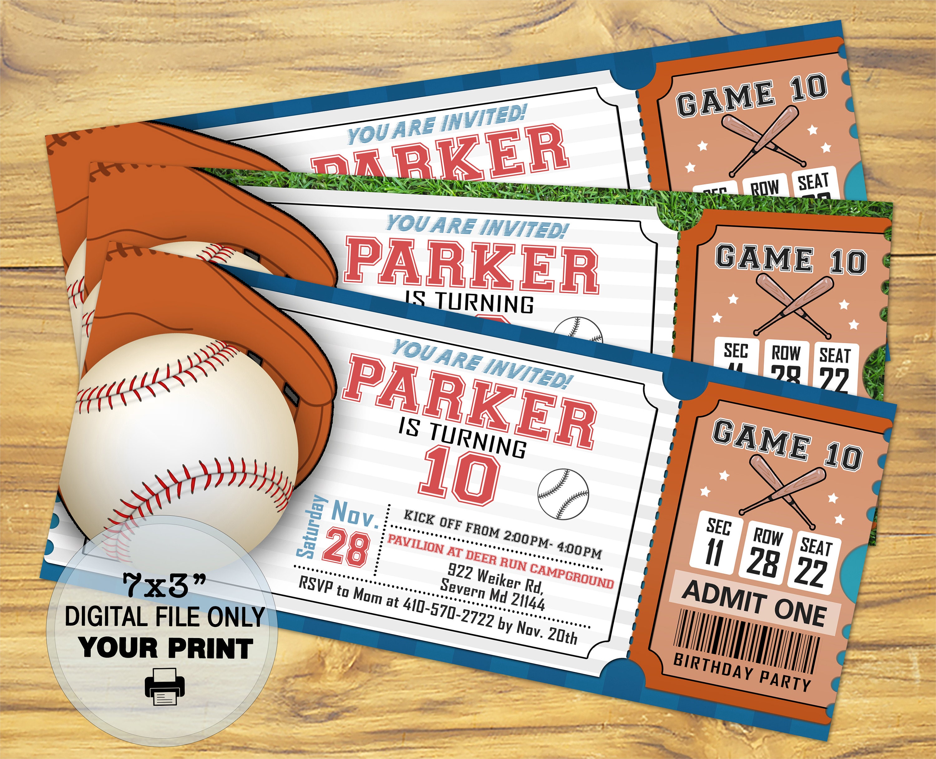 Invitación a boletos de béisbol, Cumpleaños de béisbol, Baby Shower de  béisbol, Novato del año, All Star, Decoraciones de fiestas de béisbol, image size:3000x2434