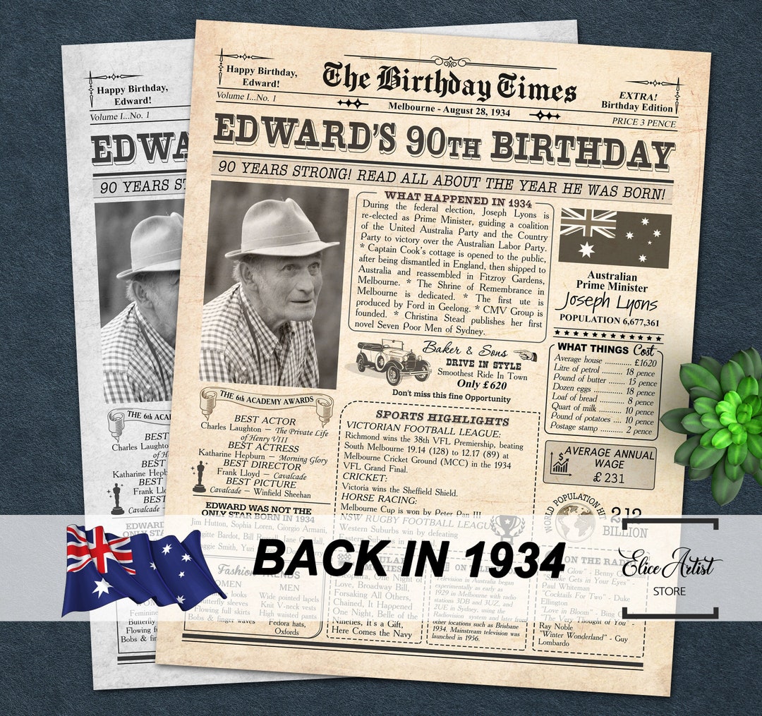 90th-birthday-newspaper-sign-what-happened-90-years-ago-in-australia