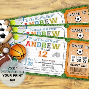 Sport Birthday Invitation, Sport Invitation, Sport Birthday Party, Sport Theme Invite, all star sport, ALL STAR SPORTS Invitation