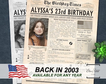 Póster de periódico de cumpleaños de 1986, regalo para el 38.º cumpleaños (PDF digital)