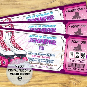 RollschuhKarte Einladung, Girl Skate Party, Skate Party, Neon Skate, Glow Skate Party, Let es Skate, Girl es Roller Skating Ticket