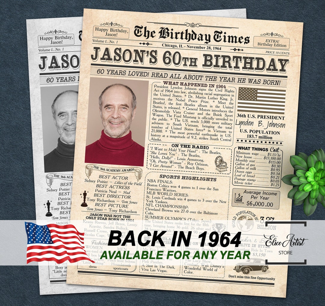 60th Birthday Newspaper Poster - Il 1080xN.5624061978 T6ao 