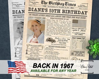 59th birthday gift for men or women, back in 1967, 1967 Birthday Poster, 1967 Birthday Facts, Back in 1967, 59th Birthday Gift, Adult bday