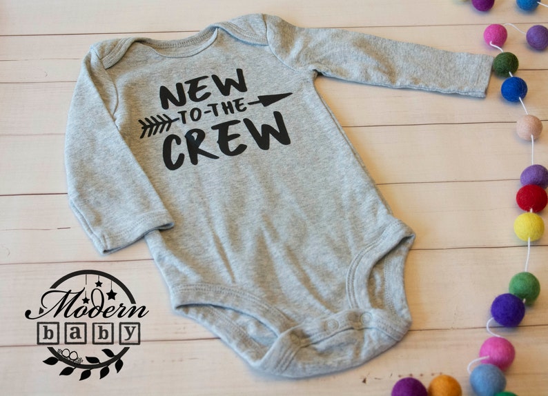 New to the Crew Long Sleeve Onesie-Grey