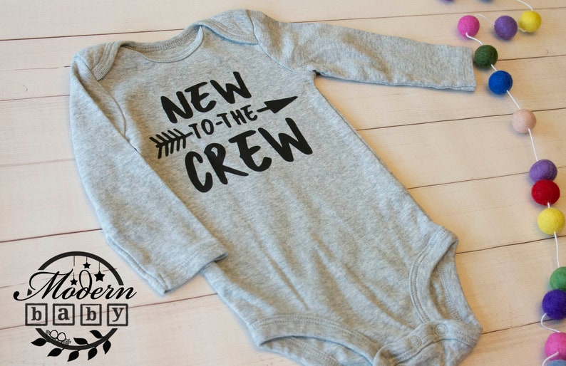 New to the Crew Long Sleeve Onesie-Grey
