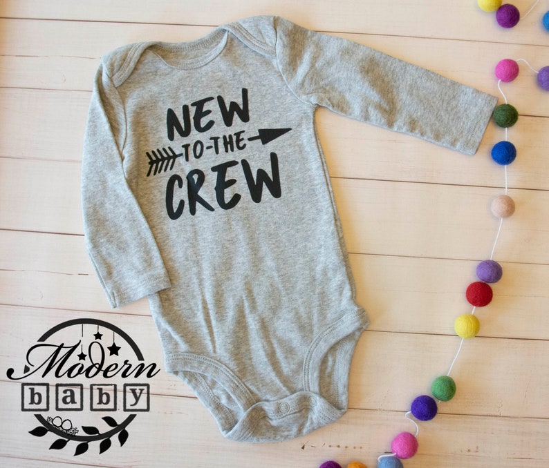 New to the Crew Long Sleeve Onesie-Grey