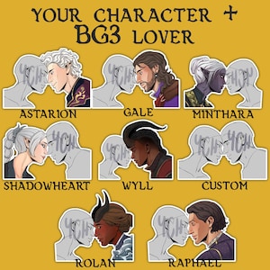 Baldur's Gate Lover x Tav YCH | Anpassad karaktärskärlekskonst, personlig nördgåva för spelare Astarion Shadowheart Lae'zel Karlach Wyll Gale