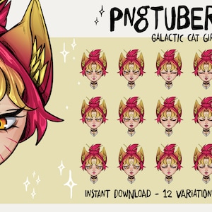 Cat Girl PNGTuber | Cute 2D Stream Assets for Twitch, Discord & YouTube | Instant Download Vtuber Design