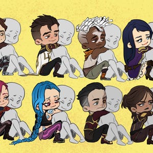 Arcane Lover YCH | Aangepaste Chibi-knuffelkunst, gepersonaliseerde personageillustratie voor League of Legends-fans