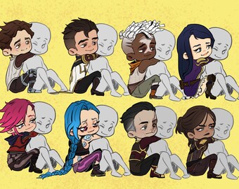 Arcane Lover YCH | Custom Chibi Hug Art, Personalized Character Illustration for League of Legends Fans