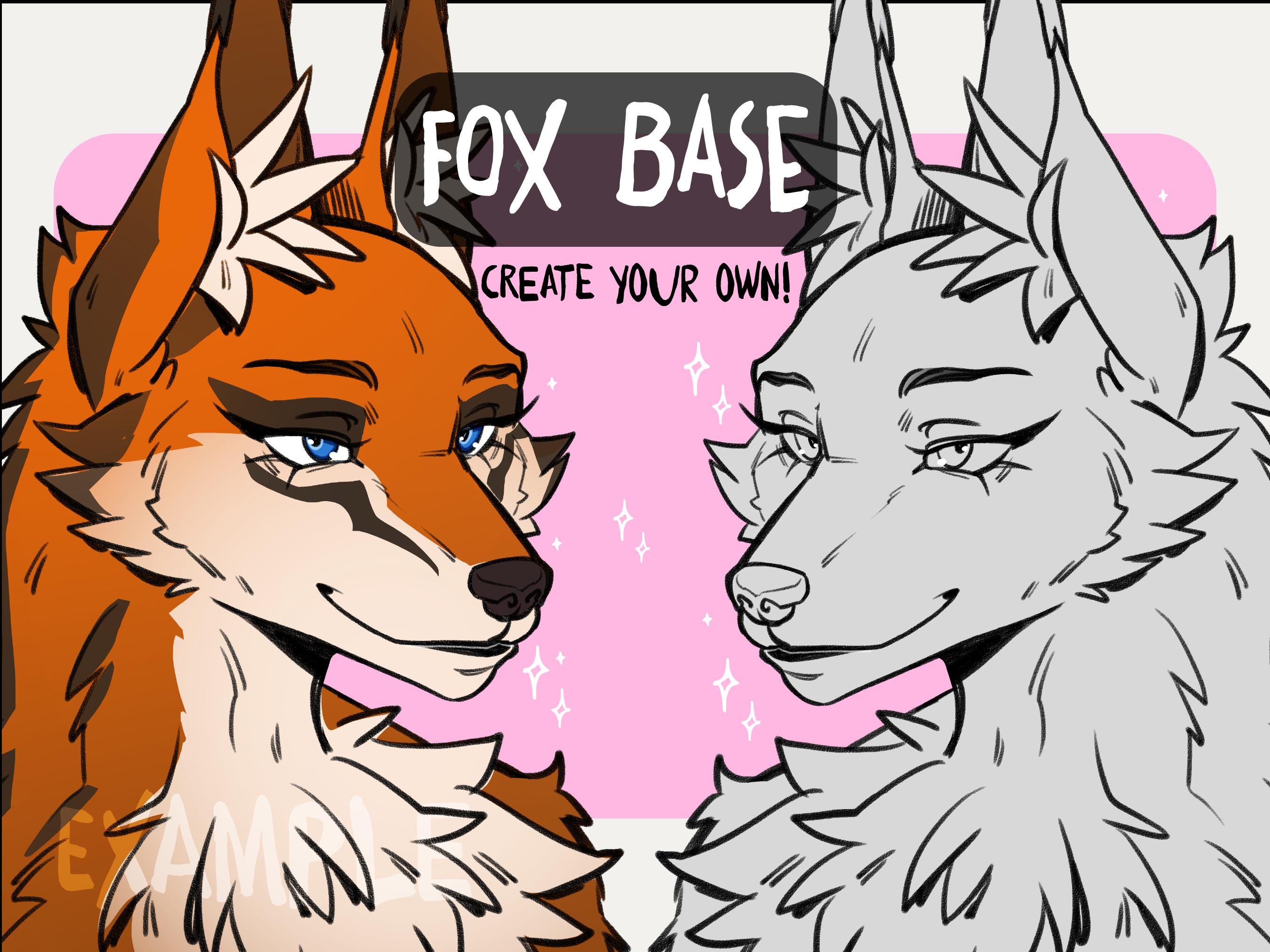 Fox Fursona YCH Base | DIY Profile Icon Art Template (PSD File) - Etsy