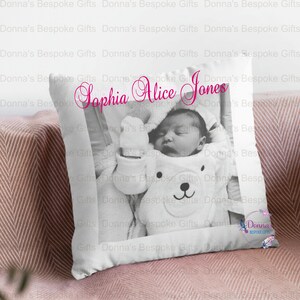 Beautiful Personalised Cushions perfect for Weddings, New Babies with Birth Details or for Birthdays. Bespoke Gifts for all occasions.