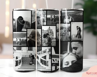 Collage Fotovorlage mit 11 Fotos, Fotocollage Sublimationsvorlage dünner Becher 20 oz, Geschenk für Paar, Geschenk für sie, Geschenk für ihn