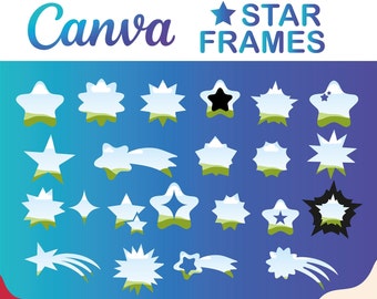 Canva star frame, bundle star frame, add your image, drag and drop, Editable Star Canva Templates, Stars Canva Frames Bundle, Add your photo