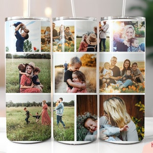 Collage photo template with 9 photos, 9 Photo collage sublimation Template skinny tumbler 20 oz, friends, family, you can add your photos.