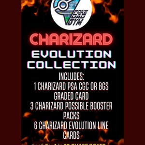 Pokemon CHARIZARD EVOLUTION COLLECTION mit 1 Glurak Graded Karte, 3 Zard CHaSE Pull Mögliche Booster Packs, 6 Zard Evo Linienkarten-Siehe Beschreibung