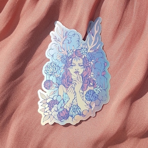 Flower Fawn Holographic Sticker (Matte Finish)