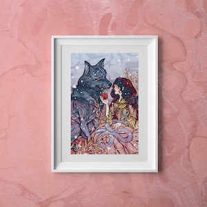 Rotkäppchen Märchen Postkarte Druck (Hochglanz)