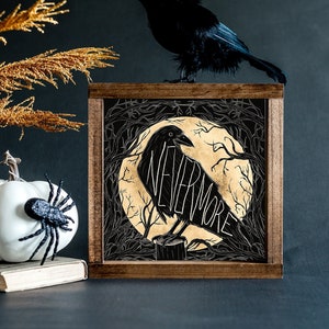 Nevermore Raven art print | Digital download | Wall art | Halloween Illustration | Halloween scene | Halloween decor | Halloween art