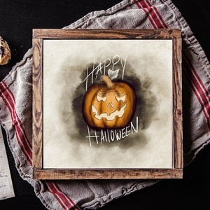 Happy Halloween Jack O Lantern art print | Digital download | Wall art | Halloween Illustration | Halloween Jack O Lantern| Halloween decor