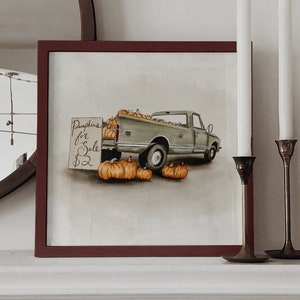 Pumpkin Truck art print | Digital download | Wall art | autumn Illustration | vintage truck illustration | fall decor | home decor