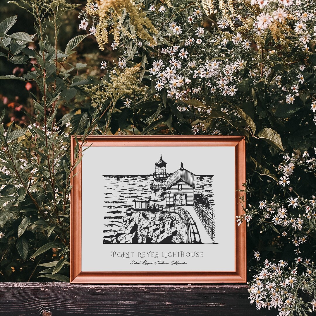 Point Reyes Drawing Point Reyes Lighthouse Sketch / Lighthouse Sketch / Descarga digital ...