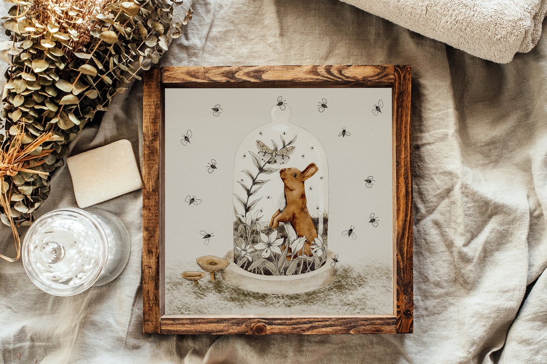 Spring Rabbit Illustration | Spring Drawing | Digital Download | Wall ...
