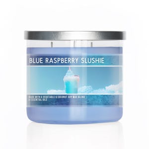 Vela perfumada Blue Raspberry Slushie de 425 ml com 3 pavios | Açúcar gelado de framboesa e mirtilo | Aroma forte | Vela Blue Slushee | Blue Raspberry Icee