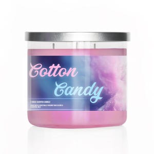 Cotton Candy 3-Wick 15oz Scented Candle | Sweet Cotton Candy Candle | Spun Sugar Scented Candle