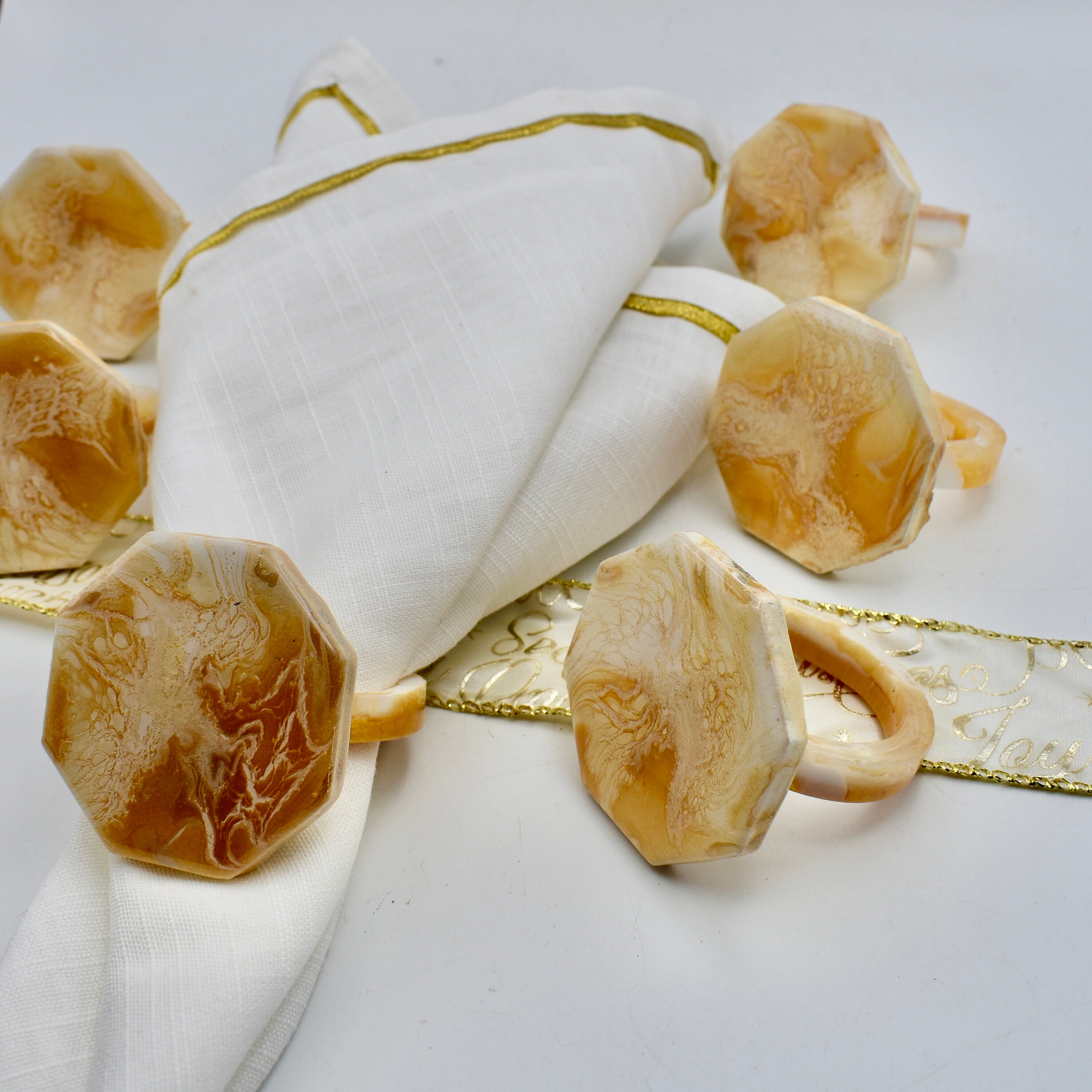 Gold White Napkin Rings Dinner Party Napkin Rings Fancy Etsy