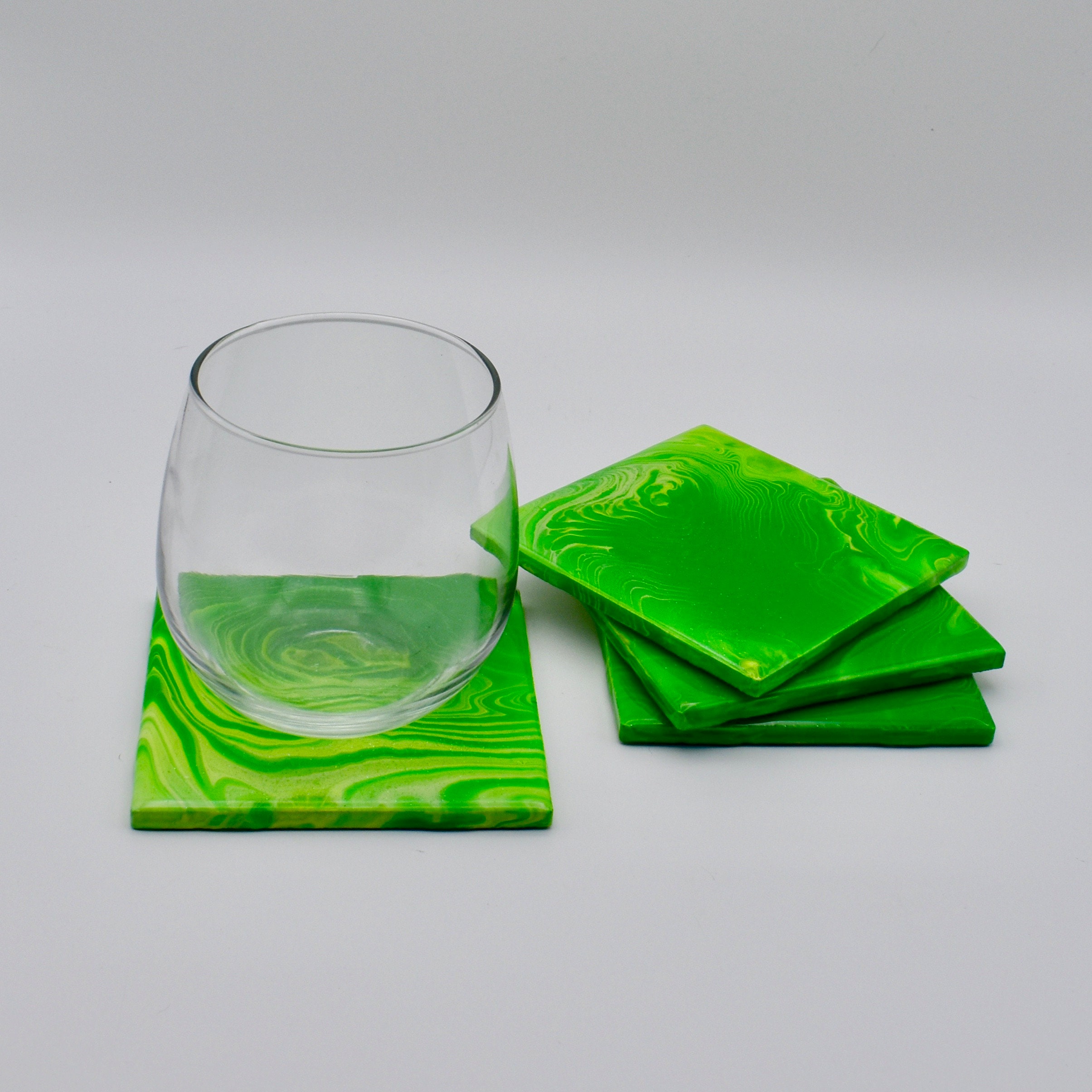 Green Coasters Spring Décor Green Tableware Green Theme Etsy