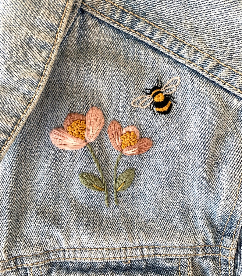 Blooms and Bees Stick and Stitch Embroidery Pattern Diy | Etsy