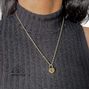 Heart Locket Necklace w/ Keyhole – Gold Plated Stainless Steel | Handmade