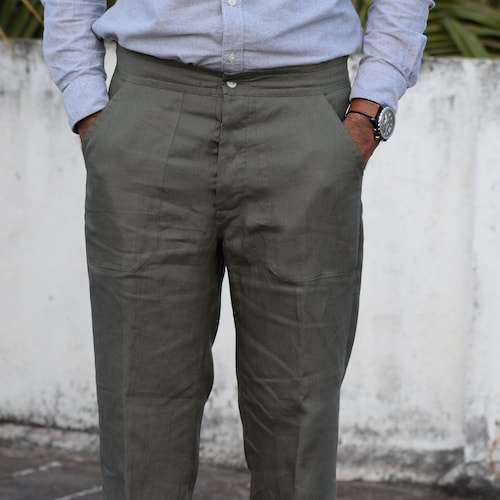 Mens Linen Beach Wedding Light Red Chambray Pants in Plus Etsy